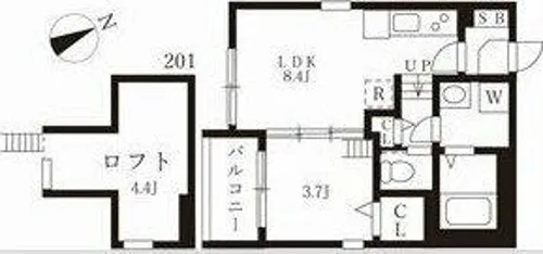 スヴニール伝馬【2階】の間取り