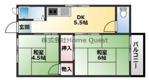 ハイツ浅野【202号室】の間取り