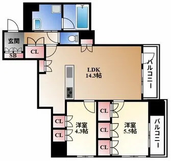 プラウドタワー栄パークアリーナ【5階】の間取り