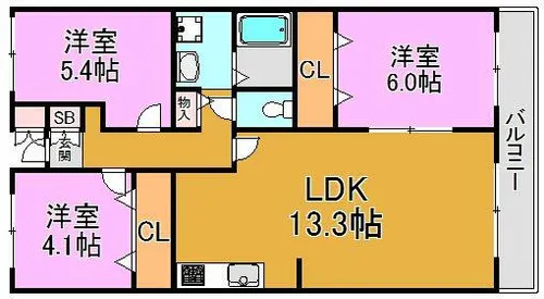 コート・ザ・ルピナス【3階】の間取り