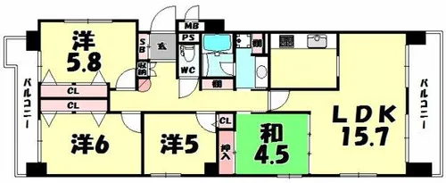 ディオレ備後町【7階】の間取り