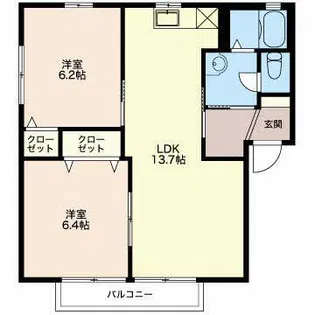 ヴィラージュ飯村南C【201号室】の間取り