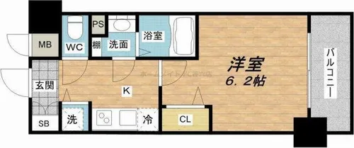 プレサンスタワー北浜【6階】の間取り