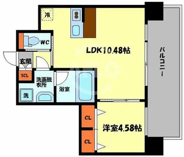 プレジオ難波WEST【14階】の間取り