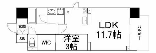 セレニテフラン谷町四丁目【15階】の間取り