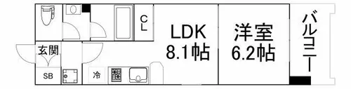 コンソラーレ東野田【8階】の間取り