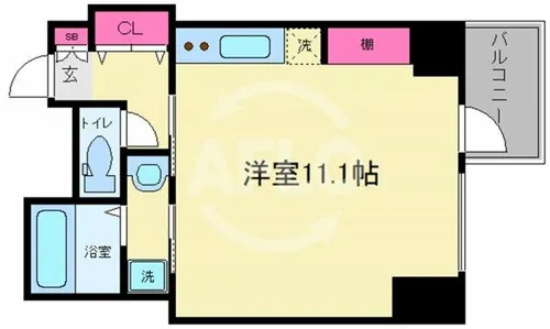 ルーセントオーデン難波【11階】の間取り
