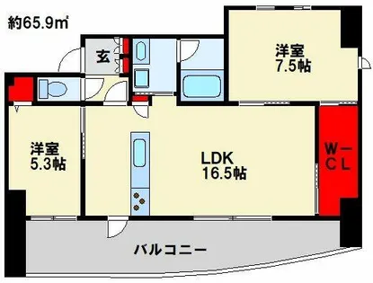 ヴェールヴァン田町【8階】の間取り