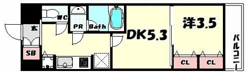 ラヴ神戸三宮【7階】の間取り