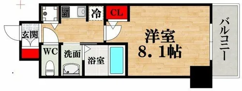QCフラット北堀江【6階】の間取り