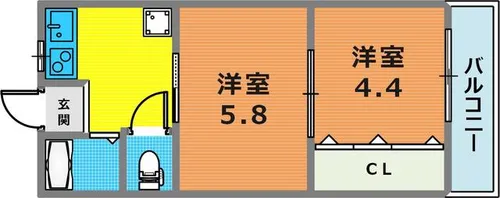 ポルトフィーノ青谷【202号室】の間取り