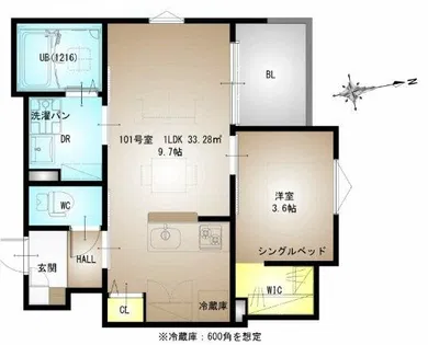 REGALEST Station side【101号室】の間取り