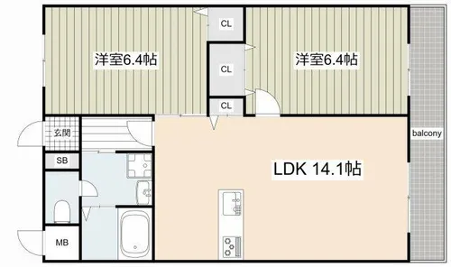 瓦宮アリビオ【1階】の間取り