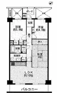 エスペランス幸陽台【10階】の間取り
