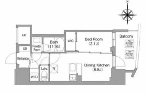 コンフォリア・リヴ大阪本町【9階】の間取り
