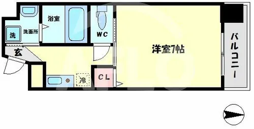 コンチネンタル難波東【5階】の間取り