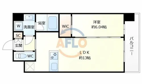 プレジオ梅田【13階】の間取り