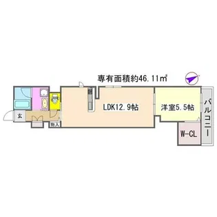 レオナ聖護院【1階】の間取り