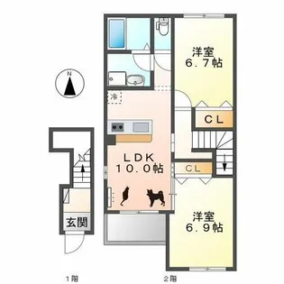 クレストール【201号室】の間取り