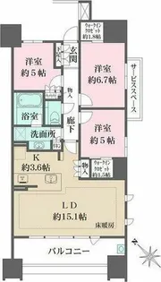 ザ パークハウス名古屋【5階】の間取り
