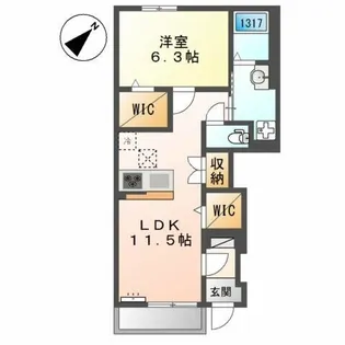 ラ・カシェット【1階】の間取り