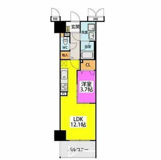 福岡県福岡市中央区大手門2丁目【マンション】の間取り