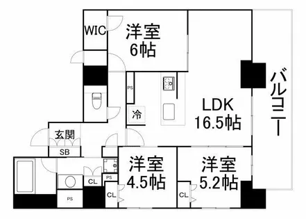プレサンスタワー北浜【18階】の間取り