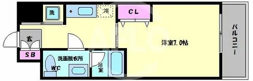 レジデンスナンワ【12階】の間取り