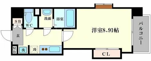 ラグゼ難波西Ⅱ【8階】の間取り