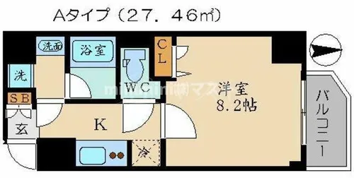 エスライズ東天満【4F号室】の間取り
