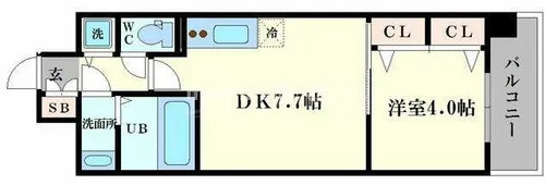 グランカーサ難波元町【213号室】の間取り