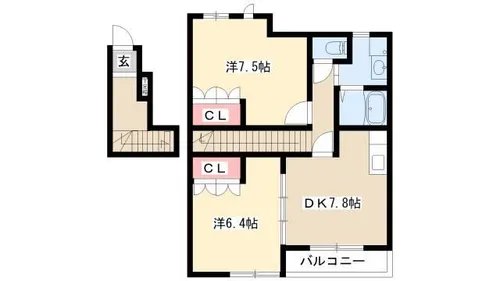 エバープレイスⅢ【201号室】の間取り