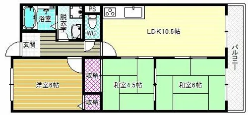 ドミール仲谷1号館【3階】の間取り