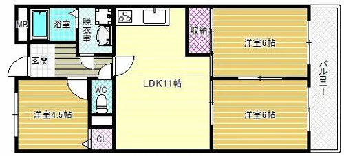 ドミール仲谷2号館【3階】の間取り