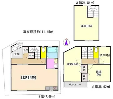 京都府京都市左京区一乗寺出口町【一戸建】の間取り