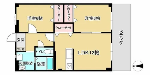 プレイン野里【2-D号室】の間取り
