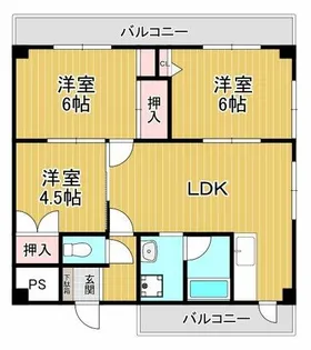 百舌鳥スクエアハイツ【4階】の間取り