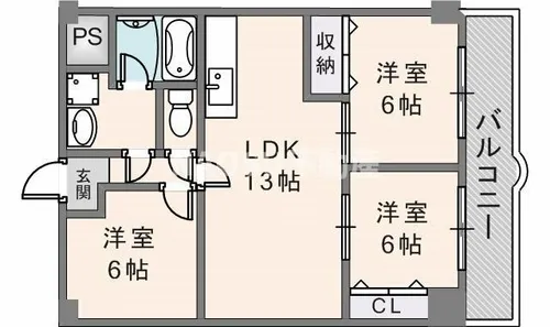 フェルザ長田【907号室】の間取り