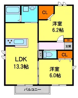 ランバージャック美園【303号室】の間取り