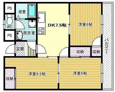 松井第3マンション【406号室】の間取り