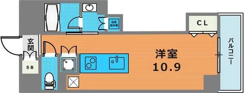 レジディア神戸磯上【1407号室】の間取り