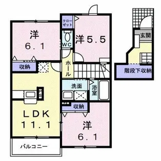 スタジオーネリーヴァA【2階】の間取り