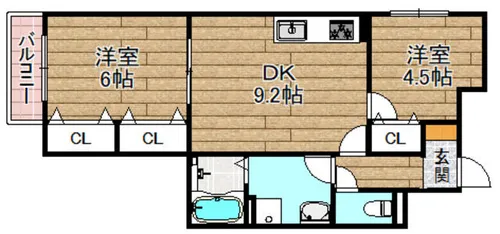Healing Grace高槻高西町A棟【2階】の間取り