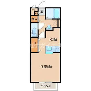 ヴィラージュ大開D【2階】の間取り