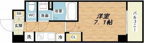プレサンスOSAKA DOMECITYクロスティ【7階】の間取り