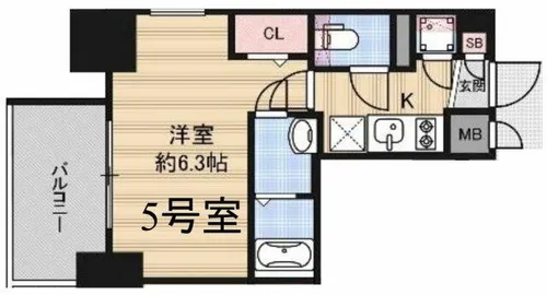 エスリード松屋町グレイス【4階】の間取り