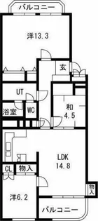 シャンボール山手D棟【4階】の間取り