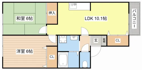 セジュール志賀2【2-208号室】の間取り