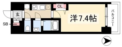 プレサンス ジェネ 新栄町駅前 葵【0519号室】の間取り