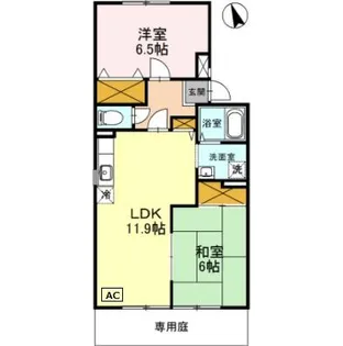 サンパセオ山水 Ⅱ棟【2-102号室】の間取り
